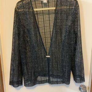 Black Metallic ribbed 2-piece jumpsuit Patra design; size 18